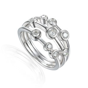 18CT W/G DIAMOND BUBBLE RING