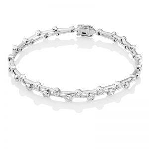 18CT W/G DIAMOND BUBBLE BRACELET