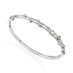 18CT W/G DIAMOND BUBBLE BANGLE