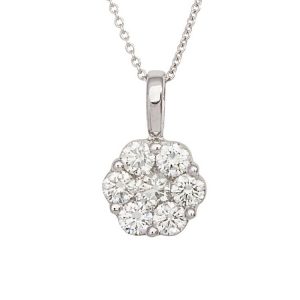 DIAMOND CLUSTER DROP PENDANT in 18ct GOLD