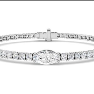 Unusual Lab Diamond Tennis bracelet with Marquise central  stone